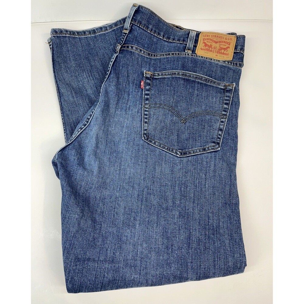 Levi's 502 Jeans Red Tab Blue Denim Medium Wash 5 Pocket Men’s 40 X 32